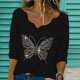 thumbnail image 1 of Pntutb moda mujer diamante bordado encaje cuello manga larga pulóver blusa tops Pntutb Pntutb-6304, 1 of 4