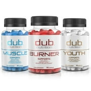 Most Advanced Formula: Burner, Muscle, Youth Combo by dub nutrition | All Natural Fat Burner, Muscle Recovery, Immune Boost Supplement | 90 Capsules per Bottle