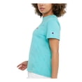 thumbnail image 3 of CHAMPION Womens Aqua Ribbed Pullover Logo Graphic Short Sleeve Crew Neck T-Shirt S, 3 of 4