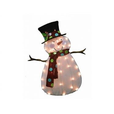 Prelit 2D Snowman Outdoor Decor Yard Art 32 Inch