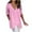 Pink, variant on QLEICOM Women Plus Size Lapel Half Sleeves V-Neck Cotton Linen Tops Summer Casual Loose Solid T-Shirt White M, US Size:6