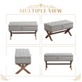 thumbnail image 4 of 36" Tufted Entryway Bench with Storage, French Vintage Bedroom Bench with X-Shaped Legs, Linen Fabric Storage Ottoman Bench for Bedroom, Dining Room, Living Room, Entryway, Gray, 4 of 5