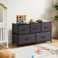 thumbnail image 4 of 5-Drawer Dresser with Fabric Drawers & Cabinet Suitable for Bedroom, Room with Plastic Frame & Top, Low Chest Organizer Unit with Removable Bins, Space-Saving Furniture for Closet,, Hallway, Assembly, 4 of 10