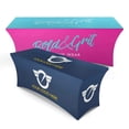 thumbnail image 1 of UNIQ SIGNS Custom Stretch Table Cloth 6ft with Business Logo Image or Message Polyester Rectangular Personalised Table Cloth for Trade Shows Business Events Logo Washable, 1 of 4
