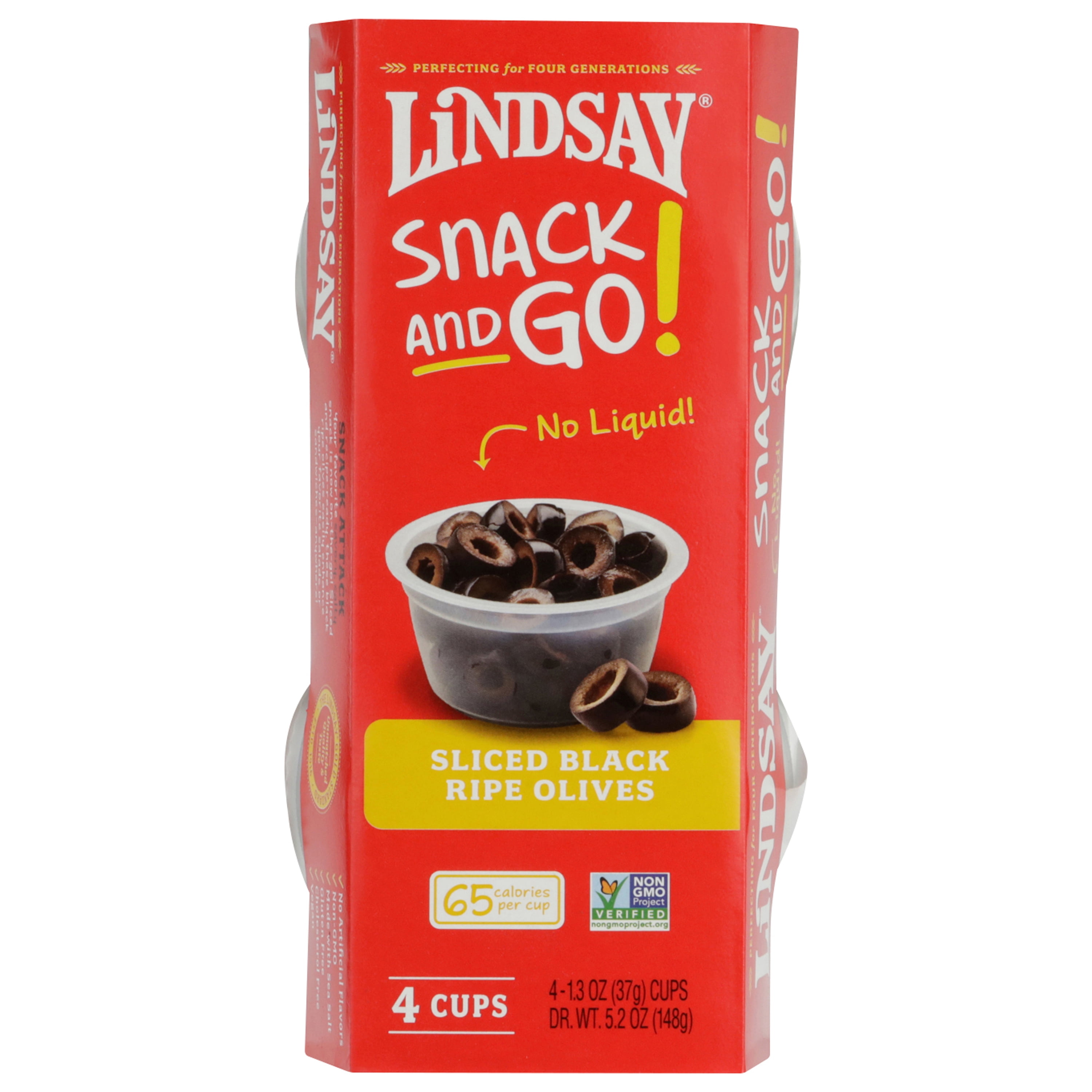 Lindsay Sliced Black Ripe Olives 4 Pack Cups - Delicious & Ready