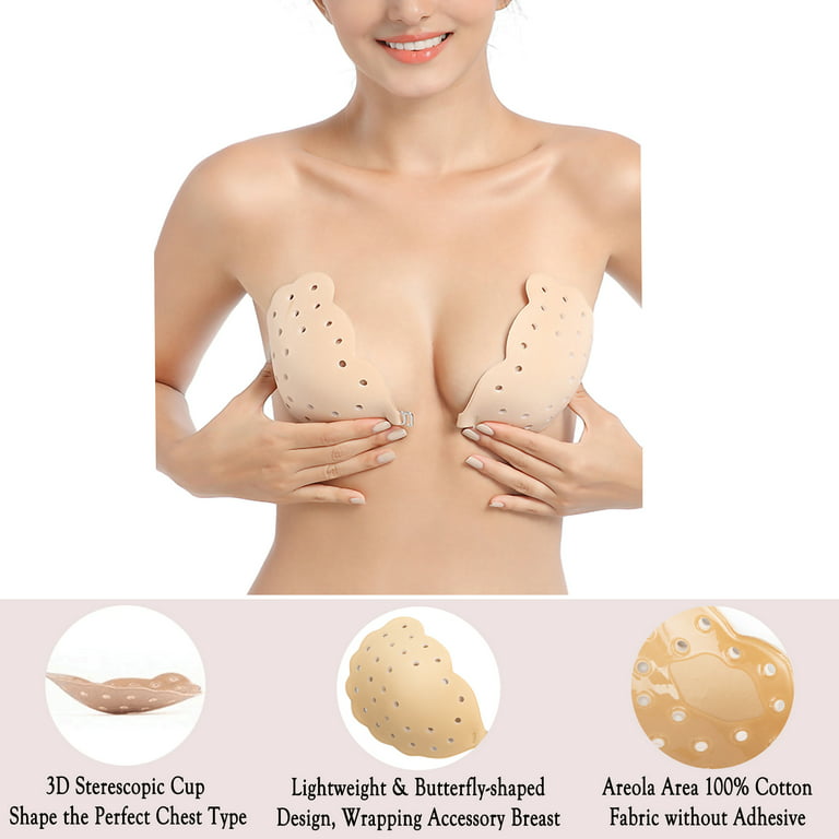 Push-Up Effect) Seamless Silicone Breast Lift Pasties Adhesive Bra
