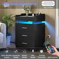 thumbnail image 4 of Afuhokles Nightstand with Charging Station USB Port and LED Light, 3 Drawers Bedside Table with Pull-Out Tray, Black, 4 of 8