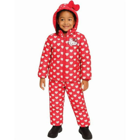 Hello Kitty Little Girls' Ski Set - 2 Piece Ski Jacket and Snow Bib Pants Set for Girls (3T-7)