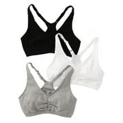 Fruit of the Loom Women's Shirred Front Racerback Sports Bra, Style-90011, 3-Pack