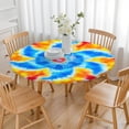 thumbnail image 3 of Colorful Rainbow Tie Dye Spiral Pattern Round Fitted Tablecloth with Elastic Edge,Dining Table Cover Waterproof,Outdoor Round Tablecloth for Camping,Dining,Indoor and Outdoor, 3 of 7