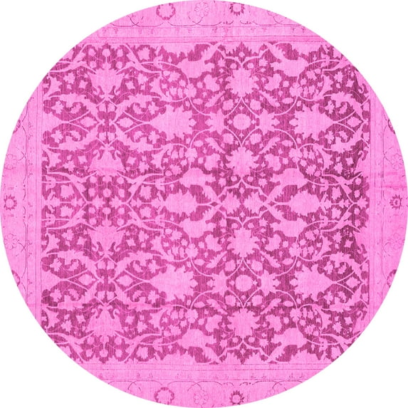 Ahgly Company Indoor Round Oriental Pink Traditional Area Rugs, 3' Round