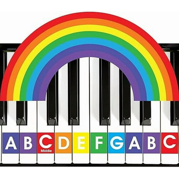 QMG Rainbow Color Piano and Keyboard Stickers for Kids, A B C Piano Notes Letters, Removable, No Residue Leaves