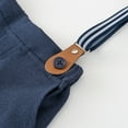 thumbnail image 4 of Ketyyh-chn99 Toddler Boy Wedding Outfit Baby Boy Clothes Newborn Infant Gentleman Outfit Shirt+Bowtie+Suspender Pant Baby boy Suit Clothing Set Size for 9-12 Months,Blue, 4 of 7