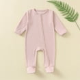 thumbnail image 2 of Aihuaihua Baby Boys Bodysuits Soft Footed Pajamas Snap Buttons Toddler Winter Fall Outfit Warm Clothes Stylish Sleepers Size 6-9 Months Pink, 2 of 5