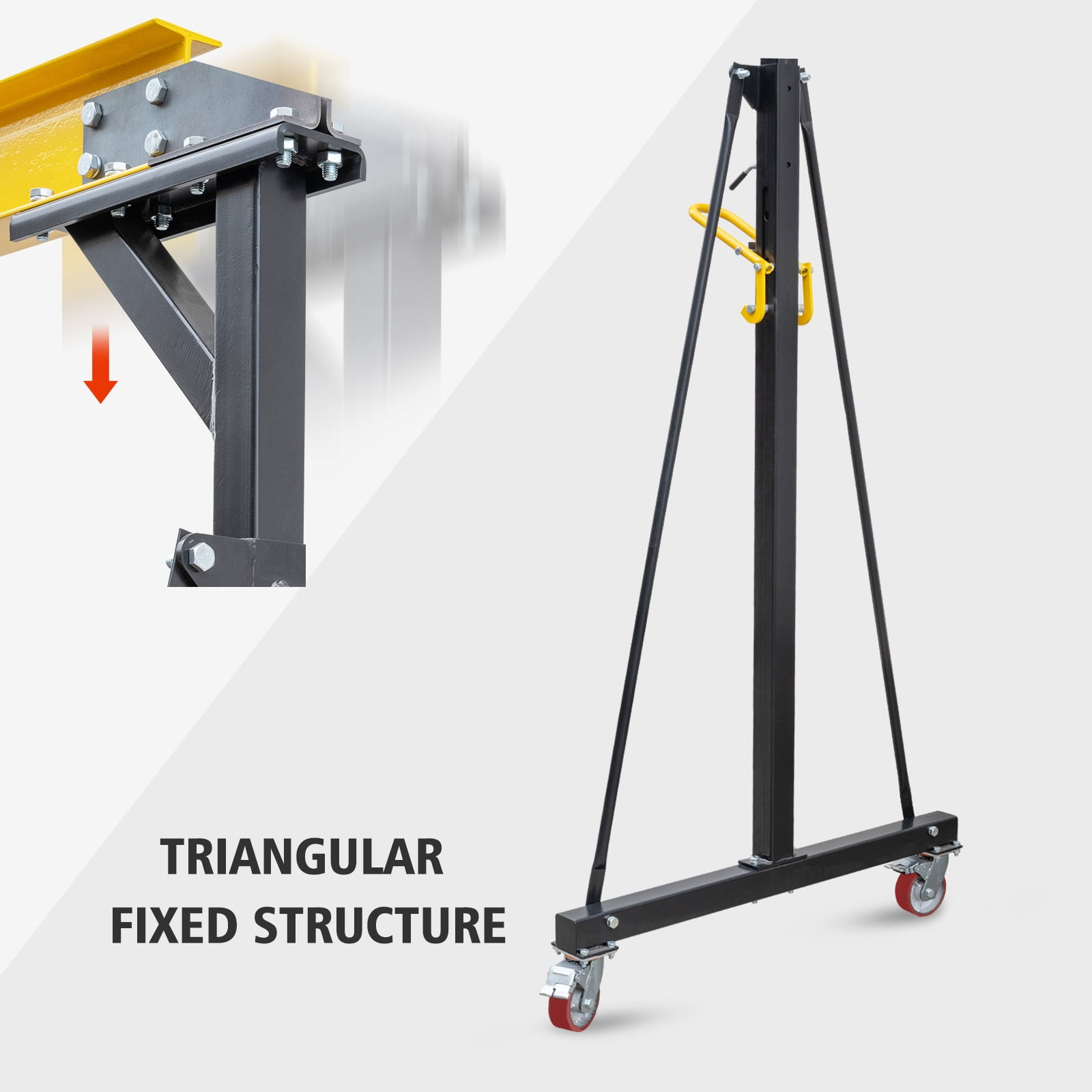 Adjustable Gantry Crane - 1 Ton (2200Lbs) Capacity Portable Hoist with Height Adjustable from 97" to 141" - Perfect for Factories, Construction Sites, Warehouses, and Car Repairs