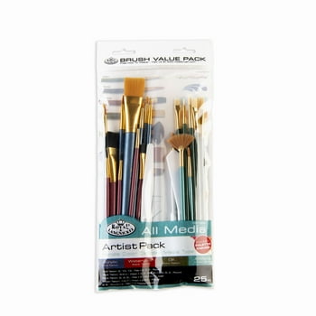 Royal & Langnickel All Media Wood Handle Paint Brush Value Pack, 25pc