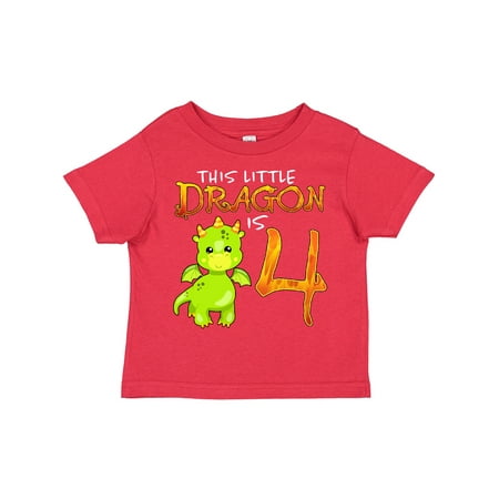 

Inktastic Dragon 4th Birthday- Turning Four Gift Toddler Boy or Toddler Girl T-Shirt