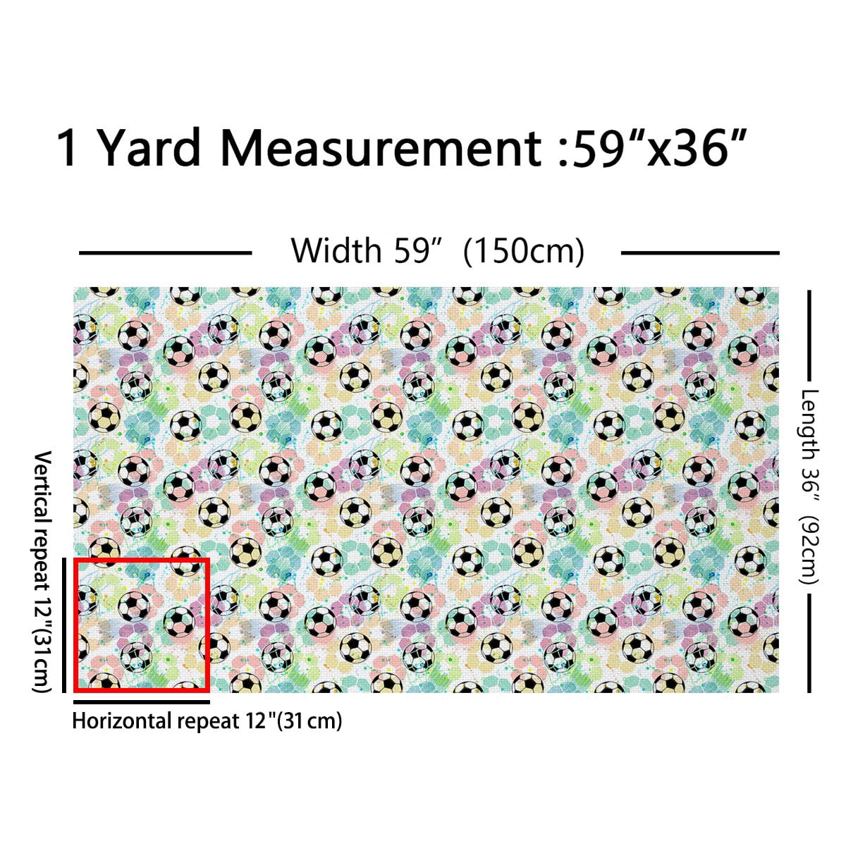 Feelyou Football Child Fabric by the Yard 3 Yards, Watercolor Artwork Sewing Fabric, Modern Soccer Sport Home Decor Fabric by the Yard, Lightweight Room Decor