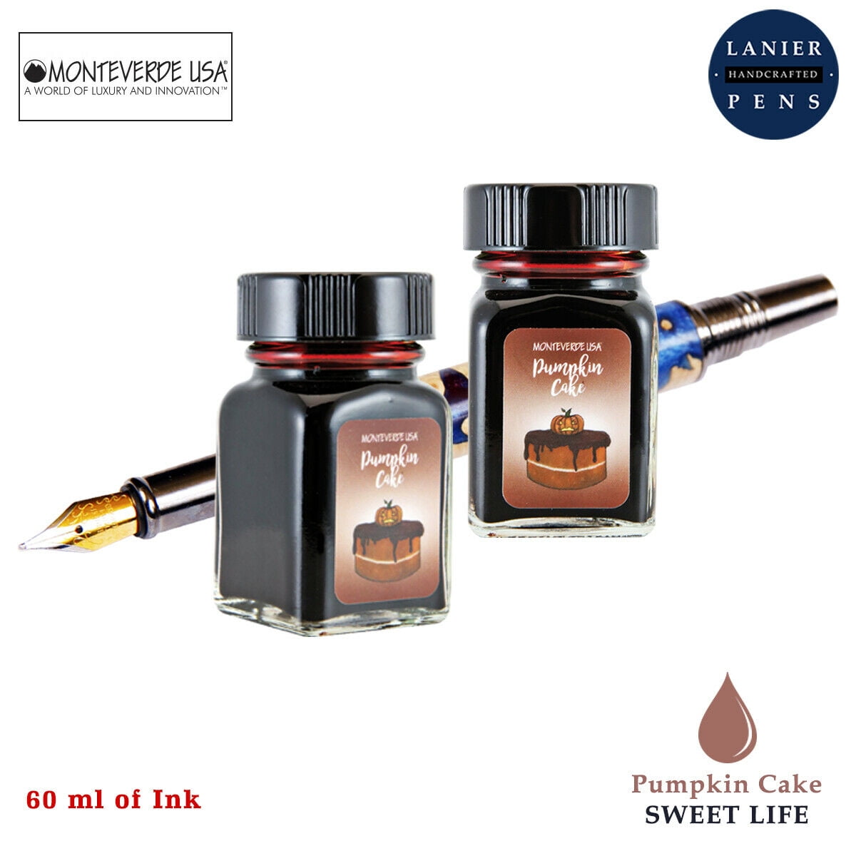 Monteverde 60ml Sweet Life Fountain Pen Ink Bottle (30ml Pumpkin Cake G309PC Ink Bottle - Pack of 2)