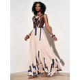 thumbnail image 6 of Apricot Geometric Print Sleeveless Maxi Dress For Summer Festival, Vacation, Beach, Street Style, 6 of 8