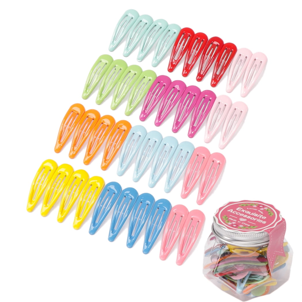 Coofit 40PCS Snap Hair Pin Pure Color Snap Hair Clip Metal Hair