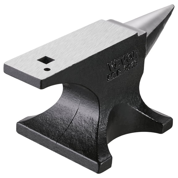 Single Horn Anvil, 55 lbs Professional Cast Steel Anvil with Round Horn, Ideal for Blacksmithing, Metalworking, and Farrier Work
