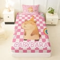 thumbnail image 3 of Erosebridal Rodent Animal Capybara Twin Sheet Sets,Pink Cute Axolotl Bedding For Girls Kids,Dreamy Princess Style 3pcs, 3 of 6