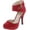 Red, variant on Trench-244 Women's round toe high heel zip closure buckle ankle straps Nubuck shoes