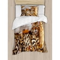 thumbnail image 3 of Kitten Duvet Cover Set Queen Size, Little Bengal Cats in Basket Cuddly Purebred Kitties Domestic Feline, Decorative 3 Piece Bedding Set with 2 Pillow Shams, Brown Pale Brown Beige, by Ambesonne, 3 of 3
