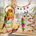 thumbnail image 3 of Parakeet Toys Set, Colorful Bird Toys for Parakeets, Pet Bird Cage Hammock Swing Climbing Ladders Chewing Toy Mirror Hanging Bell Wooden Perch for Budgerigar, Conures, Love Birds (C), 3 of 3