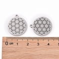 thumbnail image 4 of 5 pc Non-Tarnish 201 Stainless Steel Sacred Geometry Pendants Spiritual Charms Filigree Joiners Findings Laser Cut Flower of Life Stainless Steel Color 22x19.5x1mm Hole: 1.4mm, 4 of 5