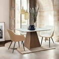 thumbnail image 3 of LeisureMod 47" Square Dining Table with Sintered Stone Top Ash Wood and Iron Pedestal Base Easy Assembly Seats 4 Person for Kitchen, Office, and Cafes Zephry Collection in White, 3 of 14