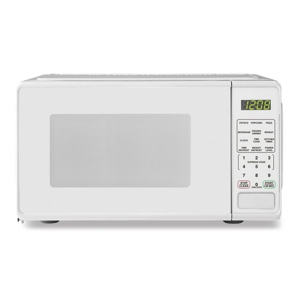 Mainstays 0.7 Cu ft Countertop Microwave Oven, 700 Watts, White, Child Safety Lock