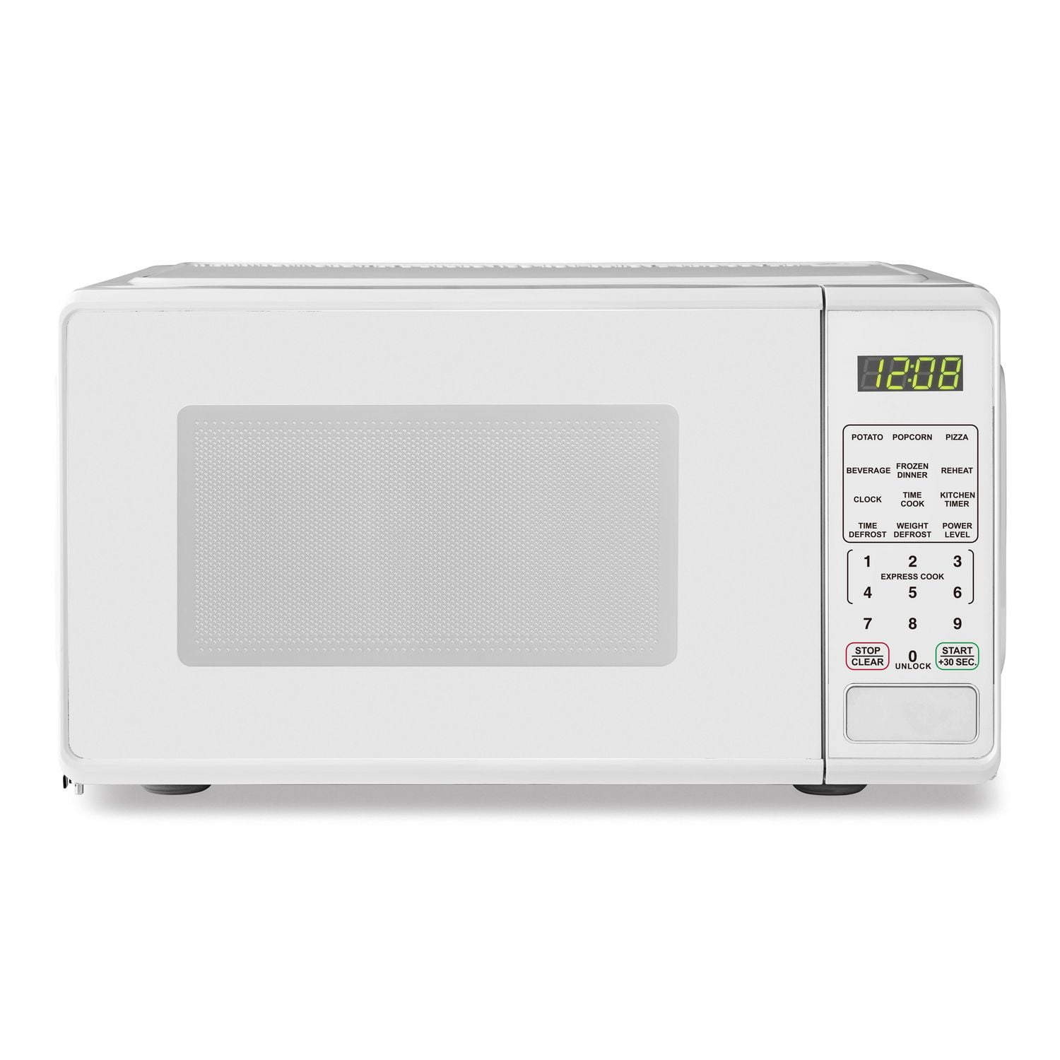 0.7 Cu Ft Compact Countertop Microwave – 700 Watts – White – With Digital Display & Child Lock