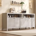 thumbnail image 1 of Sideboard Buffet Cabinet with Storage，65" Fluted Cabinet with 4 Doors, Long Buffet Cabinet, Sideboard Storage Cabinet for Kitchen,Living Room,Vintage White, 1 of 7