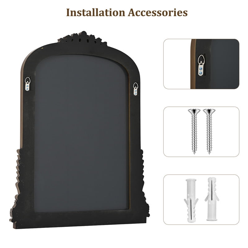 Easy4Home 33"x 24" Arched Decorative Mirror Wall-Mounted,Antique Gold