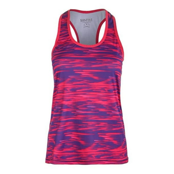 SOLFIRE Womens Stretch Your Limits Racerback Tank Top, Purple, Small