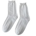 thumbnail image 3 of Calcetines de encaje Lolita blancos para mujer, calcetines de tubo medio, de algodón, estilo japonés, JK B06, 3 of 5