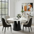 thumbnail image 6 of POVISON 47"Modern Round White Dining Table for 4, Glossy Sintered Stone Tabletop, Solid Black Carbon Steel Base, 6 of 8