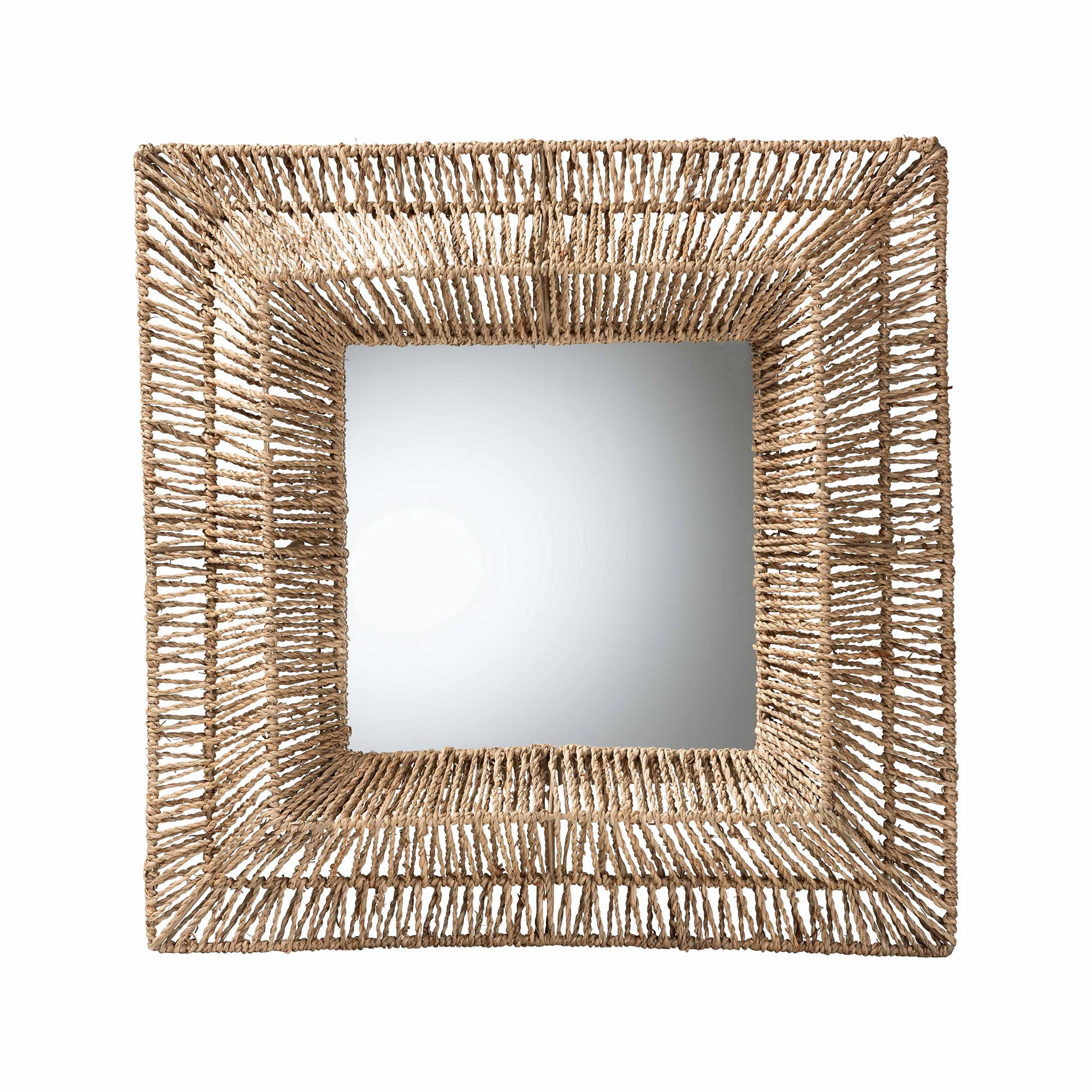 bali & pari Collice Seagrass BOHO Mirror, Natural Brown