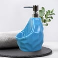 thumbnail image 3 of de jabón, moderno con compartimento de almacenamiento de loción recargable de cerámica Soporte para jabonera Jabón Aceite Azul Soledad Dispensador de jabón, 3 of 7