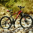 thumbnail image 3 of Red Adult Mountain Bike with 26 Inch 24 Speeds Wheel Derailleur Lightweight Sturdy Aluminum Frame Bicycle with Dual Disc Brakes Front Suspension Fork for Men, 3 of 7