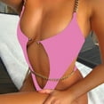 thumbnail image 6 of UTSJKR Women Sexy Monokini Swimsuits Deep V Neck Bodysuit Cut Out One Piece Bathing Suit Chain Linked Swimwear Purple S, 6 of 6