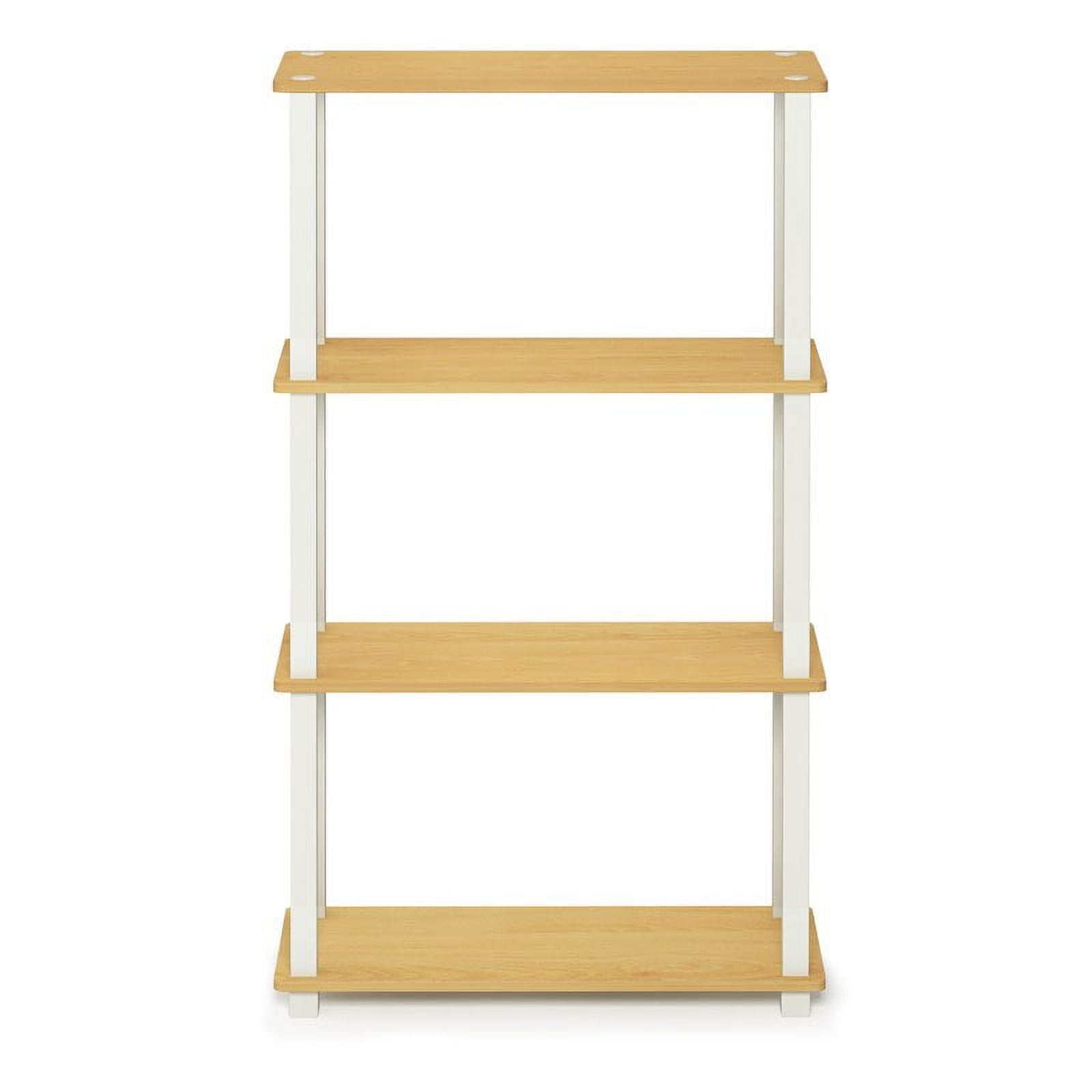 Furinno Turn-S-Tube 23.6â€ W x 11.4 D x 43.25 H 4-Shelf Decorative Shelves, Beige and White