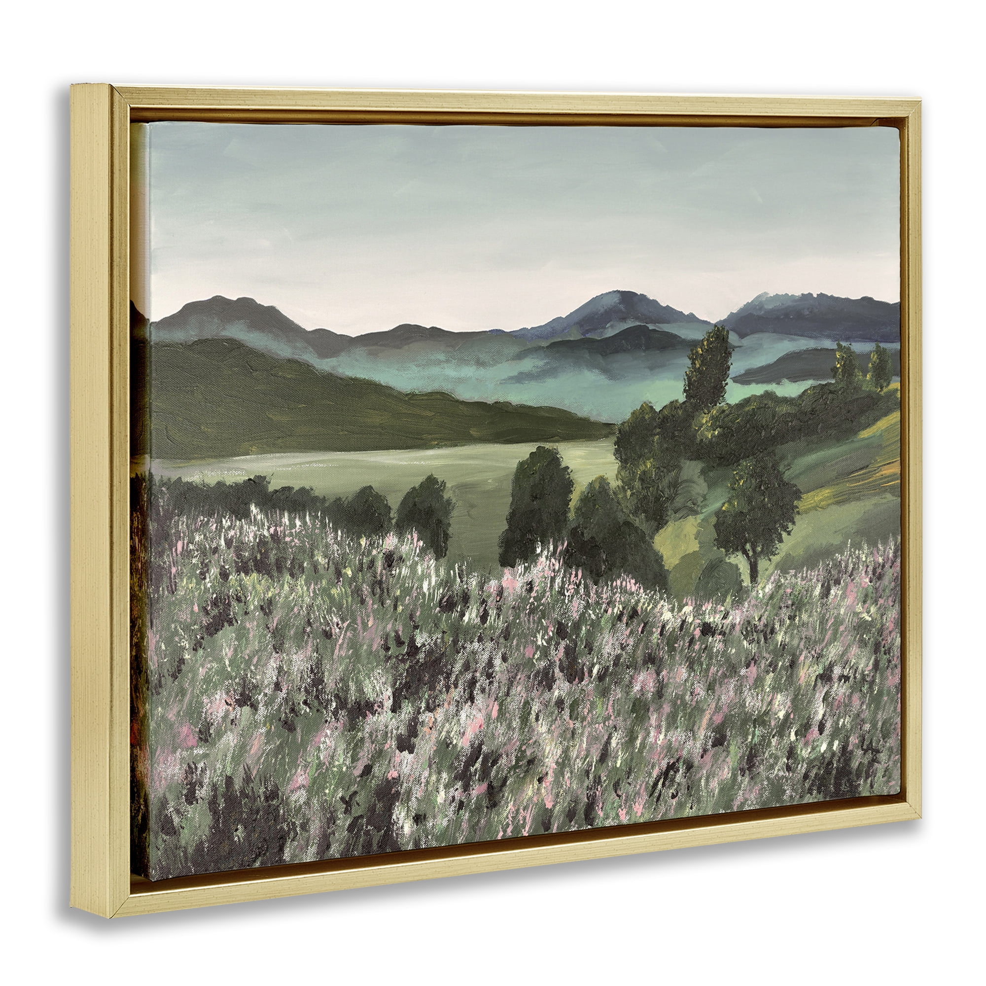 Stupell Industries Windblown Meadow Blooms Gold Framed Floater Canvas Wall Art, design by Lee Ann Zirbes