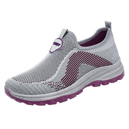 

ZIZOCWA Women S Mesh Sneakers Wide Width Non-Slip Letter Printed Slip On Breathable Walking Shoes Light Weight Casual Shoes Outdoor PP1 Size41