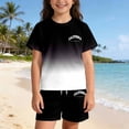 thumbnail image 2 of Girls Boys 2 Piece Summer Outfits Kids Gradient Print Short Sleeve T-Shirt and Shorts Set Kids Girls Boys Clothes, 2 of 7