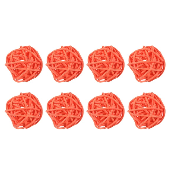 Uxcell 8 Pcs Wicker Rattan Balls 1.2 Inch Rattan Decorative Balls Vase Fillers for Wedding Party Orange