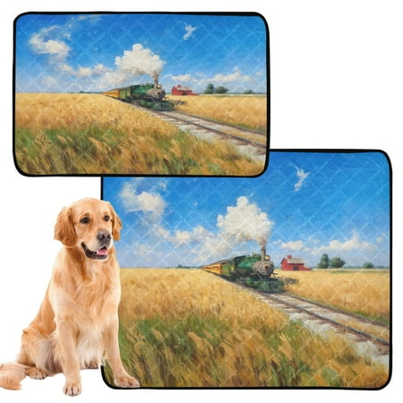 IAUYY Washable Pee Pads for Dogs Smallx3 Absorbent and Leak-Proof Non-Slip Reusable Puppy Pee Pads for Dogs Applicable to Playpen Potty Crate Golden Wheat Fields
