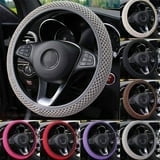 2-Pack Universal Elastic Steering Wheel Cover, Breathable Ice Silk Microfiber, 15 Inch Anti-Slip Protector, Black & Grey